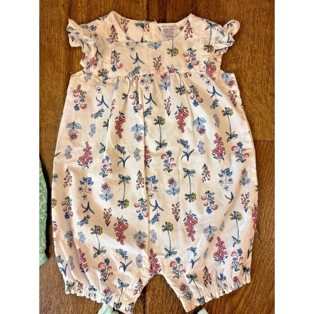 Carters Baby‎ Girl Clothes Lot 3 Months Rompers Outfits Summer Sand Castle